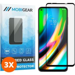 Mobigear Premium Motorola Moto G9 Plus Glazen Screenprotector - Case Friendly - Zwart (3-Pack)