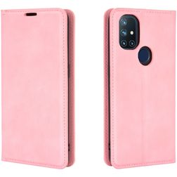 Mobigear Retro Slim OnePlus Nord N10 5G Hoesje Bookcase Portemonnee - Roze