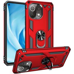 Mobigear Armor Ring Xiaomi Mi 11 Lite Hoesje Hardcase Backcover Shockproof met Ringhouder - Rood