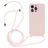 Mobigear Lanyard iPhone 14 Pro Siliconen Hoesje met koord - Sand Pink