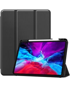 Mobigear Tri-Fold Gel iPad Pro 12.9 Inch (2020) Hoes TPU / Kunstleer Bookcase + Stylus Houder - Zwart