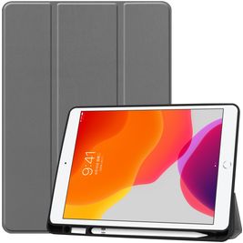 Mobigear Tri-Fold Gel iPad 7 (2019) Hoes TPU,Kunstleer Bookcase + Stylus Houder - Grijs
