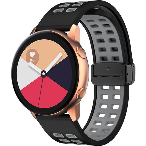 Mobigear Sport Plus Mag Siliconen Smartwatch Bandje Magneetsluiting - Universeel 22 mm connector - Zwart / Grijs