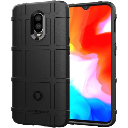 Mobigear Rugged Shield OnePlus 6T Hoesje Flexibel TPU Backcover Shockproof - Zwart