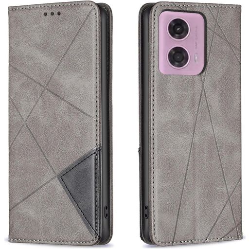 Mobigear Rhombus Slim Motorola Moto E14 Hoesje Bookcase - Grijs