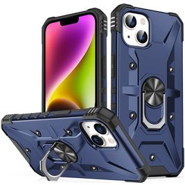 Mobigear Armor Ring iPhone 14 Hoesje Hardcase Backcover Shockproof met Ringhouder - Blauw