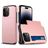 Mobigear Card iPhone 15 Pro Max Hoesje Hardcase Backcover Shockproof met Pasjeshouder - Roségoud