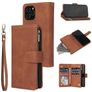 Mobigear Zipper iPhone 12 Hoesje Bookcase Portemonnee - Bruin