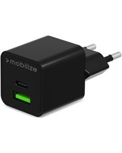 Mobilize Dual USB / USB-C Oplader Power Delivery 30W - Zwart