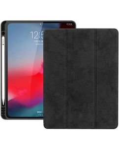 Mobigear Tri-Fold Gel iPad Pro 12.9 Inch (2018) Hoes TPU,Kunstleer Bookcase + Stylus Houder - Zwart