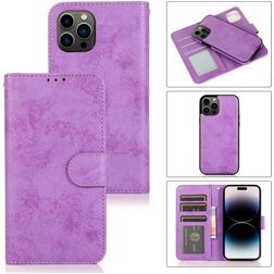 Mobigear Wallet iPhone 15 Pro Max Hoesje Uitneembare 2in1 Bookcase Portemonnee - Paars