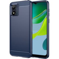 Mobigear Brushed Slim Motorola Moto E13 Hoesje Flexibel TPU Backcover - Blauw