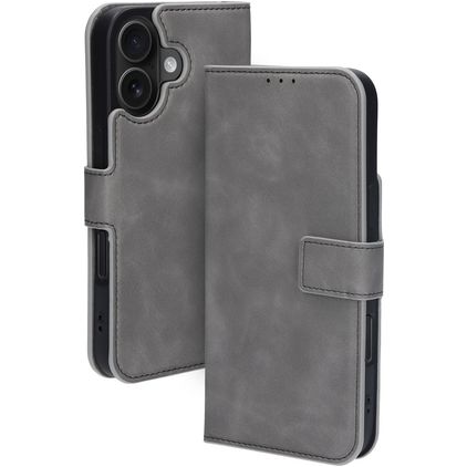 Mobiparts Classic Wallet MagSafe iPhone 16 Hoesje Bookcase Portemonnee - Granite Grey