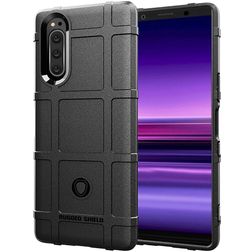 Mobigear Rugged Shield Sony Xperia 5 Hoesje Flexibel TPU Backcover Shockproof - Zwart