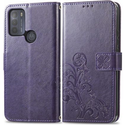 Mobigear Clover Motorola Moto G50 Hoesje Bookcase Portemonnee - Paars