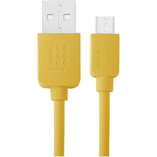 Haweel USB-A naar Micro USB Kabel 1 Meter - Geel