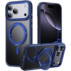 Mobigear Frosted Mag iPhone 17 Pro Max MagSafe Hoesje Hardcase Backcover met Standaard - Blauw