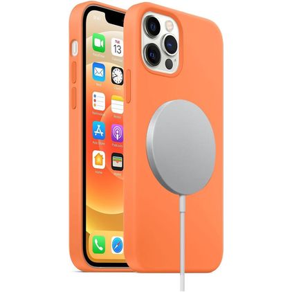 Mobigear Rubber Touch iPhone 12 Pro Max Siliconen MagSafe Hoesje Backcover - Oranje