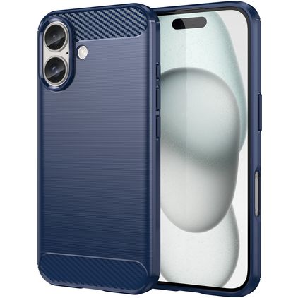 Mobigear Brushed Slim iPhone 16 Plus Hoesje Flexibel TPU Backcover - Blauw