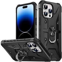 Mobigear Armor Ring iPhone 14 Pro Hoesje Hardcase Backcover Shockproof met Ringhouder - Zwart