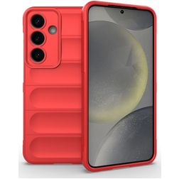 Mobigear Bumpy Samsung Galaxy S25 Hoesje Flexibel TPU Backcover - Rood