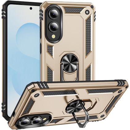 Mobigear Armor Ring Samsung Galaxy S25 Edge Hoesje Hardcase Backcover Shockproof met Ringhouder - Goud