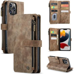CaseMe C30 iPhone 13 Pro Hoesje Bookcase Portemonnee - Bruin