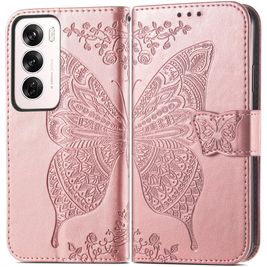 Mobigear Butterfly OPPO Reno 12 Pro Hoesje Bookcase Portemonnee - Roségoud