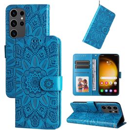 Mobigear Sunflower Samsung Galaxy S24 Ultra Hoesje Bookcase Portemonnee - Blauw