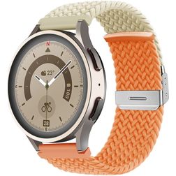 Mobigear Braided Dual Nylon Smartwatch Bandje Klemsluiting - Universeel 22 mm connector - Oranje / Sterrenlicht