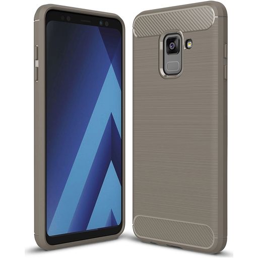 Mobigear Brushed Slim Samsung Galaxy A8 (2018) Hoesje Flexibel TPU Backcover - Grijs