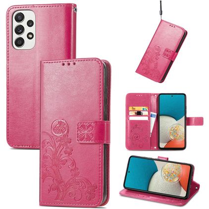 Mobigear Clover Samsung Galaxy A73 Hoesje Bookcase Portemonnee - Magenta