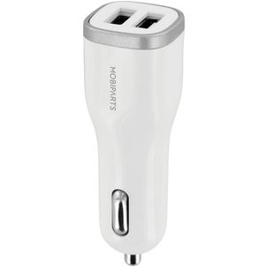 Mobiparts Dual USB Autolader 24W 4.8A - Wit