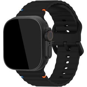 Mobilize Buckle Siliconen Apple Watch Bandje Gespsluiting - 49/46/45/44 mm - Zwart