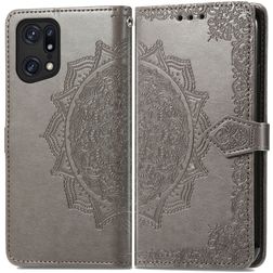 Mobigear Mandala OPPO Find X5 Hoesje Bookcase Portemonnee - Grijs