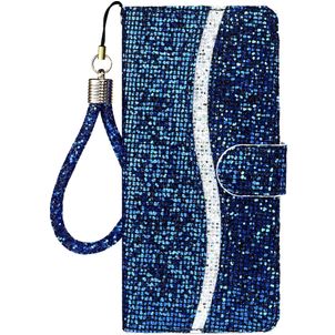 Mobigear Glitter iPhone 12 Hoesje Bookcase Portemonnee - Blauw