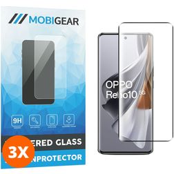 Mobigear Premium OPPO Reno 10 Glazen Screenprotector - Case Friendly - Zwart (3-Pack)