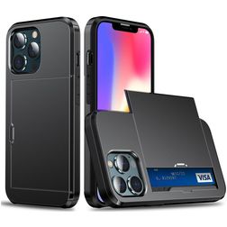 Mobigear Card iPhone 14 Hoesje Hardcase Backcover Shockproof met Pasjeshouder - Zwart