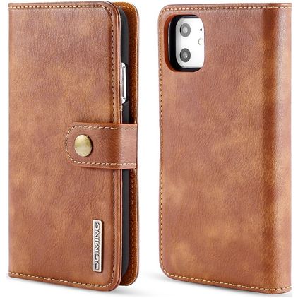 Mobigear Snap Button iPhone 11 Hoesje Uitneembare 2in1 Bookcase Portemonnee - Bruin