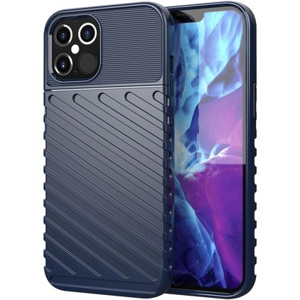 Mobigear Groove iPhone 12 Pro Max Hoesje Flexibel TPU Backcover - Blauw