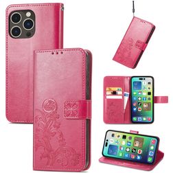 Mobigear Clover iPhone 15 Pro Max Hoesje Bookcase Portemonnee - Magenta