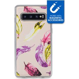 My Style Magneta Samsung Galaxy S10 Hoesje Flexibel TPU Backcover - Feathers