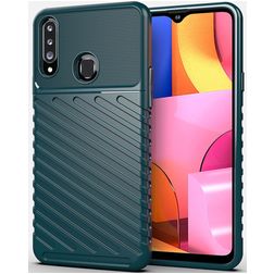 Mobigear Groove Samsung Galaxy A20s Hoesje Flexibel TPU Backcover - Groen