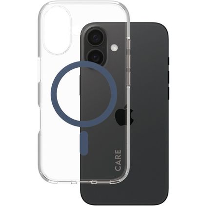 CARE by PanzerGlass Flagship iPhone 16 MagSafe Hoesje Hardcase Backcover - Transparant / Blauw