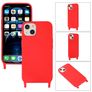Mobigear Lanyard iPhone 14 Plus Siliconen Hoesje met koord - Rood