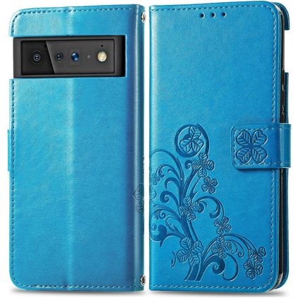 Mobigear Clover Google Pixel 6 Pro Hoesje Bookcase Portemonnee - Blauw