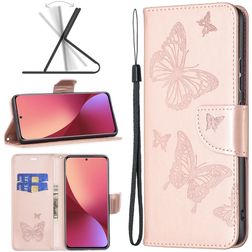Mobigear Butterfly Xiaomi 12 Hoesje Bookcase Portemonnee - Roségoud