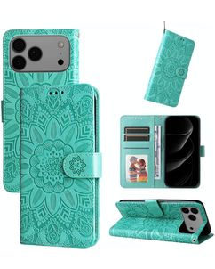 Mobigear Sunflower iPhone 18 Pro Max Hoesje Bookcase Portemonnee - Groen