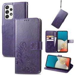 Mobigear Clover Samsung Galaxy A73 Hoesje Bookcase Portemonnee - Paars