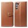 Mobigear Snap Button Samsung Galaxy S21 FE Hoesje Bookcase Portemonnee - Cognac